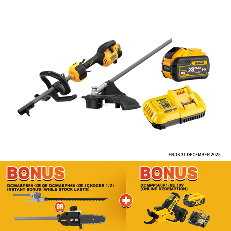 DeWalt DCMAS5713X1-XE 54V 9.0Ah Flexvolt XR Li-ion Cordless Brushless Split Boom Power Head Kit with String Trimmer Attachment