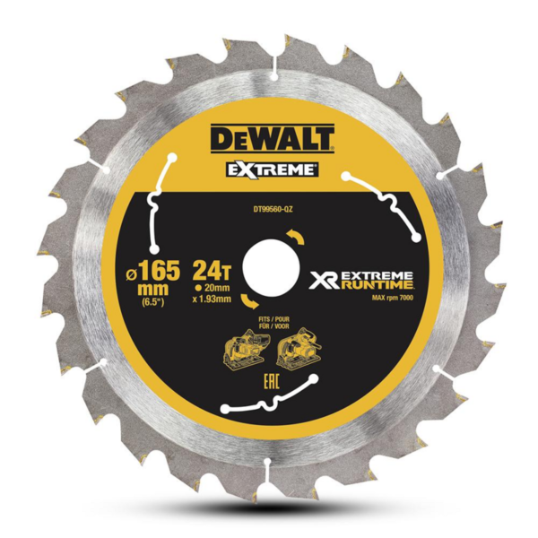 DeWalt DT99560-QZ 165mm (6.5″) 24T Extreme Composite Decking Circular Saw Blade