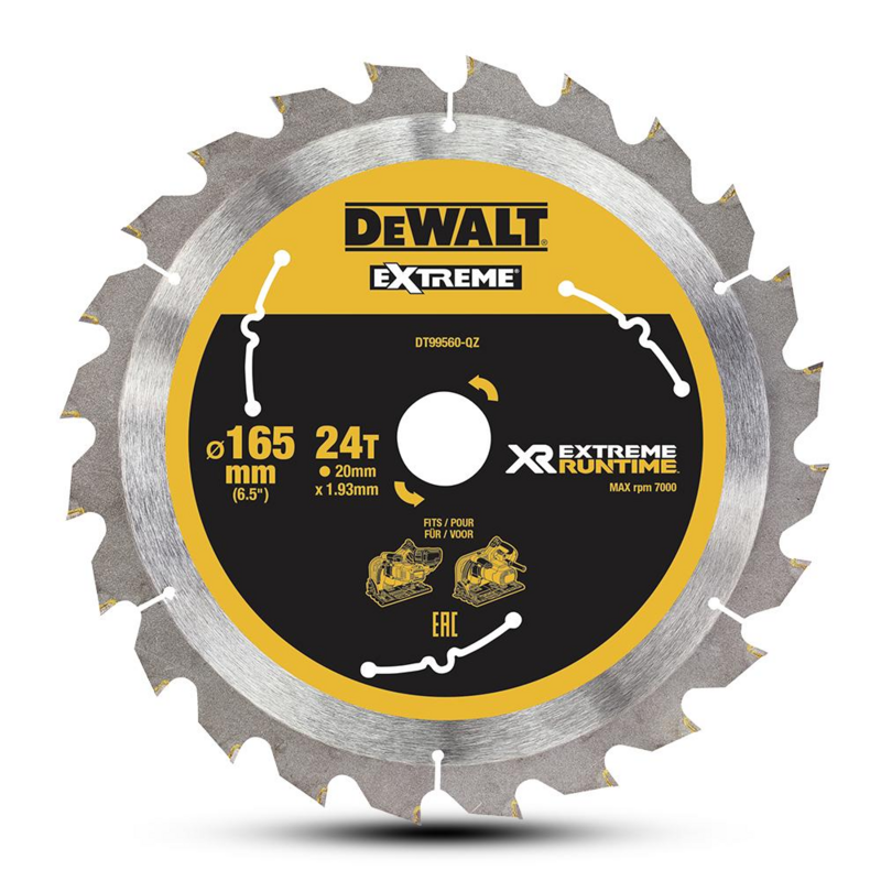 DeWalt DT99560-QZ 165mm (6.5″) 24T Extreme Composite Decking Circular Saw Blade
