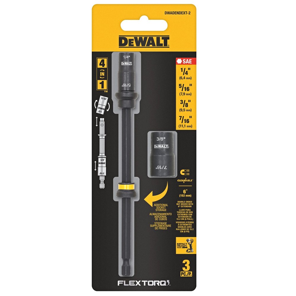 Dewalt DWADENDEXT-2 SHELL 1/4/5/16 3/8/7/16 REVNUTDRIVER 6