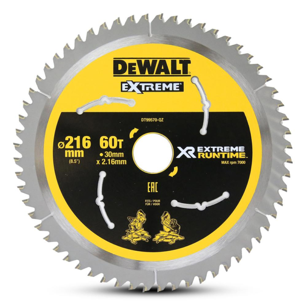 DeWalt DT99570-QZ 216mm (8.5″) 60T Extreme Circular Saw Blade