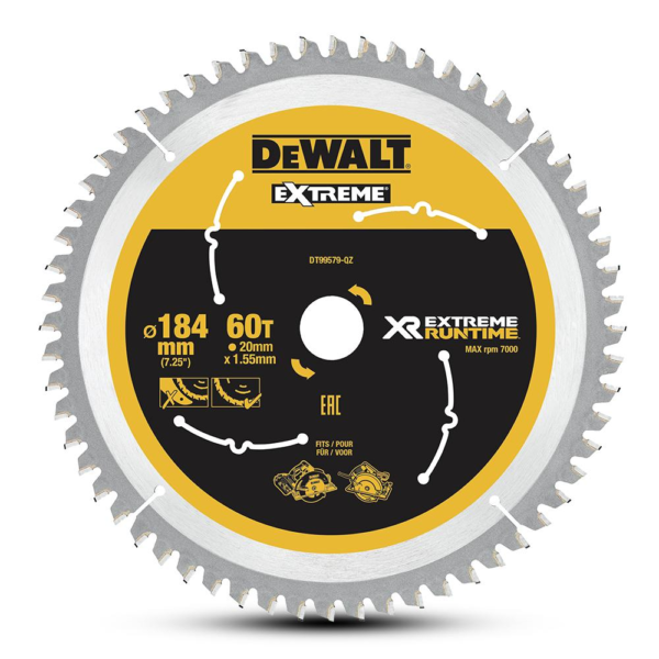 DeWalt DT99579-QZ 184mm (7″) 60T Extreme Circular Saw Blade