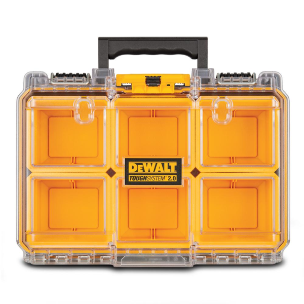 DeWalt DWST83392-1 TOUGH SYSTEM 2.0 Half Width Clear Lid Deep Organiser with 6 Removable Deep Cups