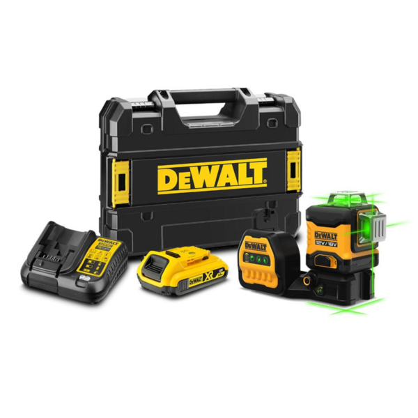 DeWalt DCE089D1G18-XE 18V 2.0Ah Li-ion Cordless 3 x 360° Green Beam MultiLine Laser Kit