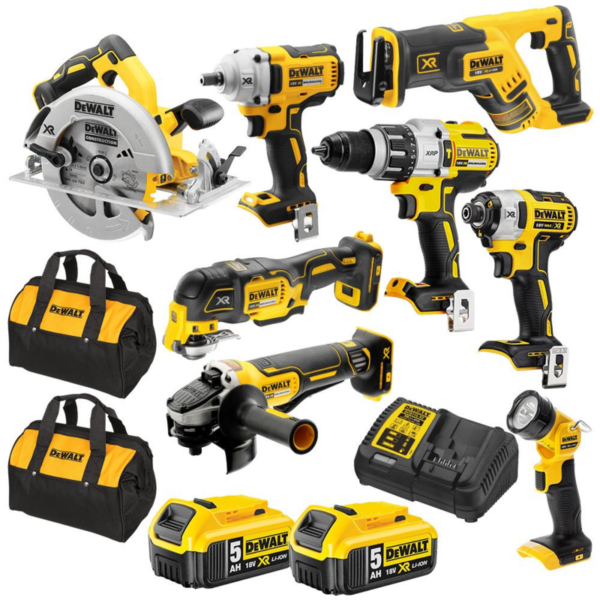 DeWalt DCZ898P2-XE 18V 5.0Ah XR Li-Ion Cordless Brushless 8pce Combo Kit