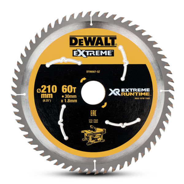 Dewalt DT99567-QZ SAW BLADE XR EXTREME RUNTIME 210MM  (8.2″) x 30 60T WOOD