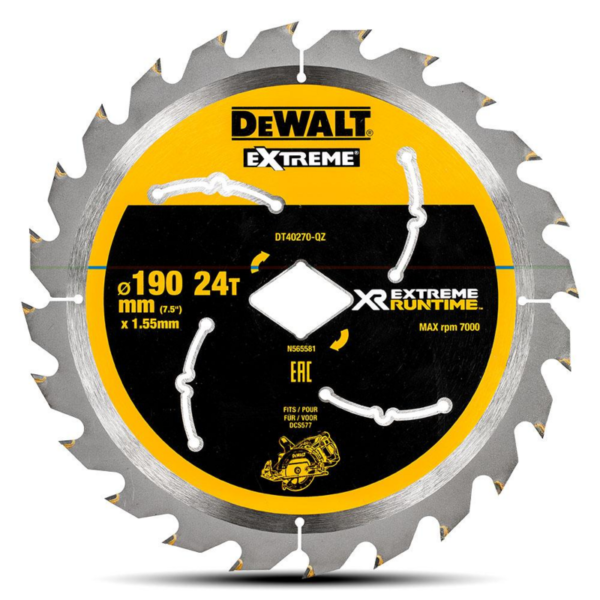 Dewalt DT40270-QZ SAW BLADE XR EXTREME RUNTIME 190MM x ◆ 24T WOOD