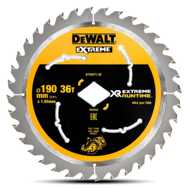 Dewalt DT40271-QZ SAW BLADE XR EXTREME RUNTIME 190MM x ◆ 36T WOOD