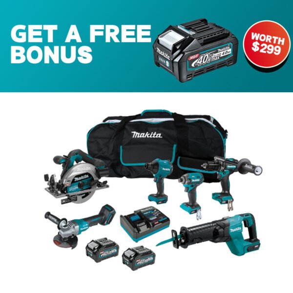 Makita – DK0204G601 – 40V Max XGT Brushless 6-Pc.Combo (4.0Ah) Kit