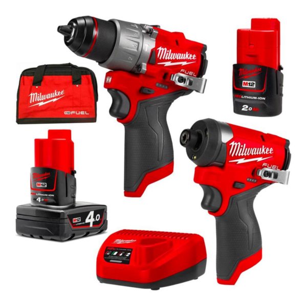 Milwaukee M12FPP2A2422B 12V 2.0Ah/4.0Ah Li-Ion Cordless Fuel 2pce Combo Kit